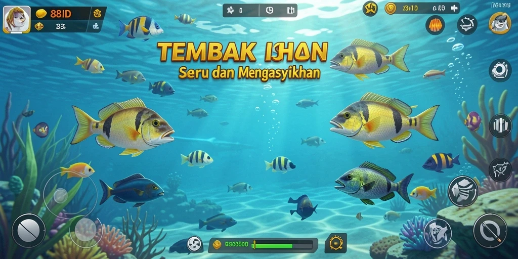 Tangkapan layar permainan Tembak Ikan yang menampilkan aksi seru di 88ID.