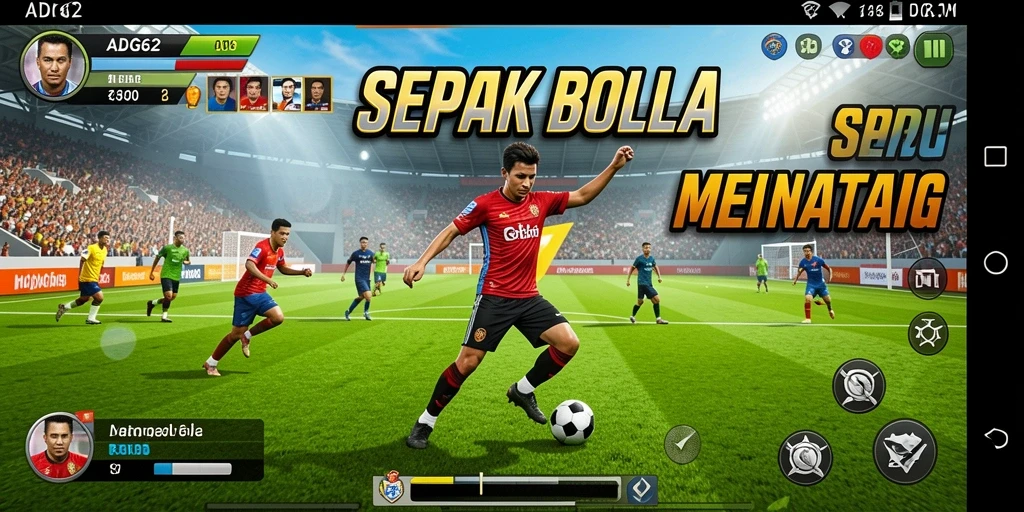 Tampilan gameplay <strong>ADG62</strong> yang mendebarkan dan penuh aksi sepak bola.