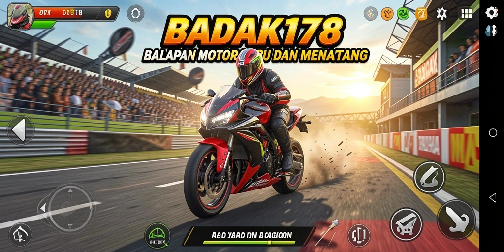 Tampilan gameplay <strong>BADAK178</strong> yang seru saat balapan motor.