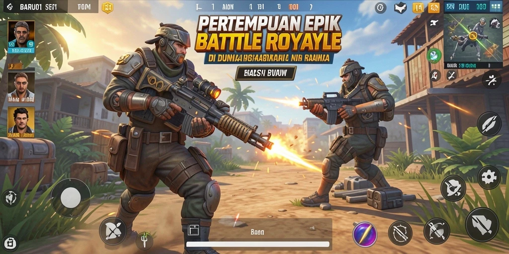 Tampilan gameplay yang mendebarkan di BARU01 saat pertempuran terjadi.