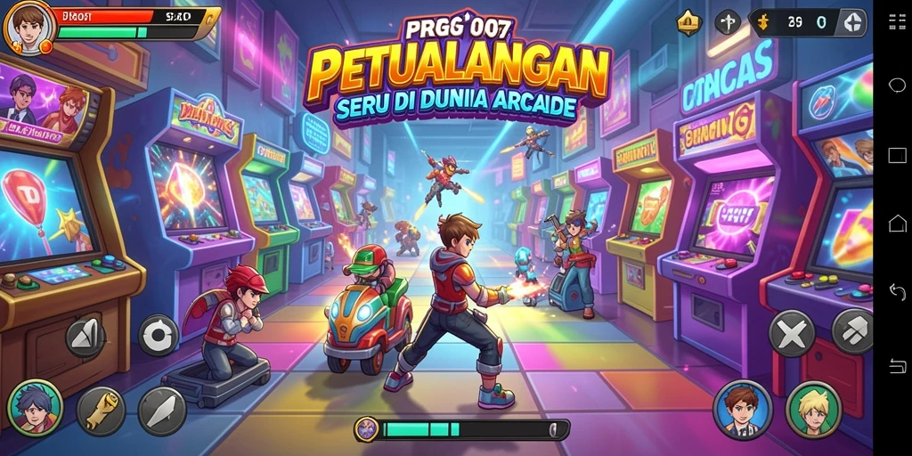 Screenshot gameplay PRG007 menampilkan aksi seru di level Arcade.