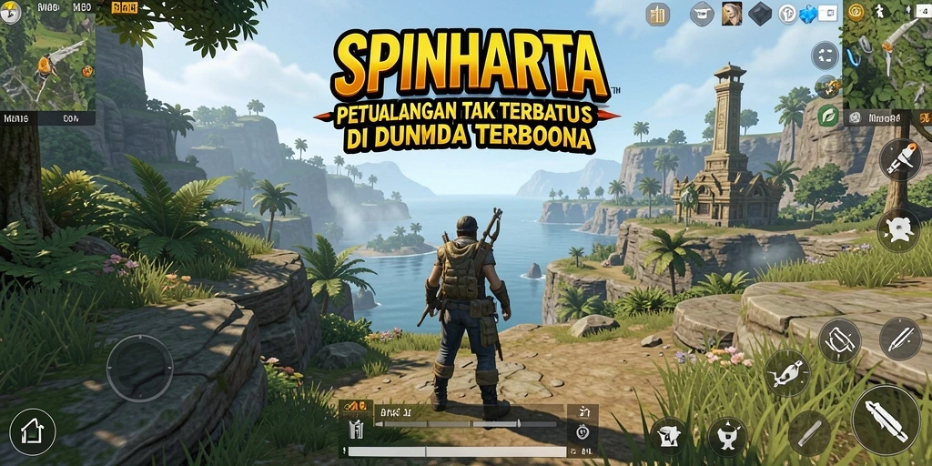 Tampilan gameplay SPINHARTA dengan eksplorasi dunia terbuka yang luas.